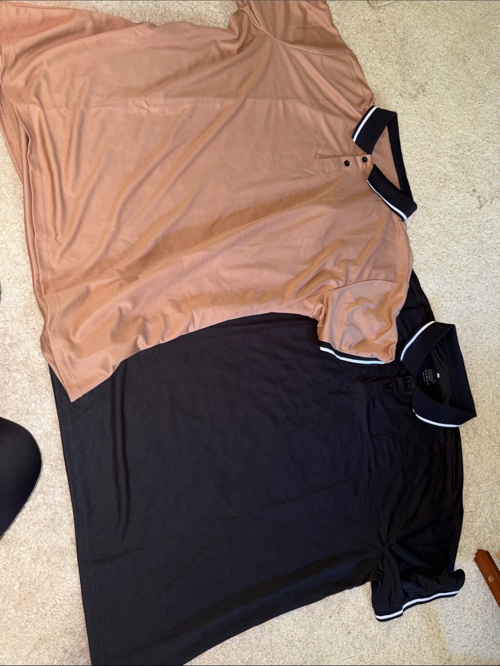 Casual Two-Tone Polo Set — Tan and Black